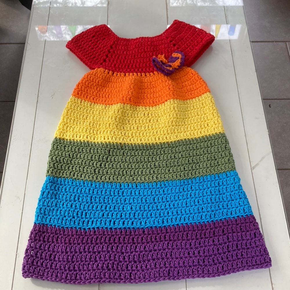 Colorful Striped Dress with Butterfly